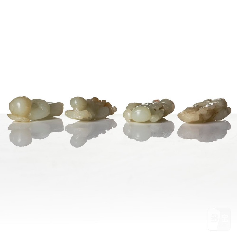 A group of four figural jade sculptures, - 图5